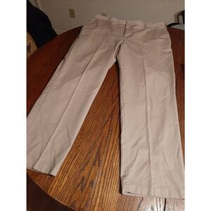 40x32 Van Heusen Tan Khaki Flat Front Dress Casual Pants Slacks Trousers Cotton